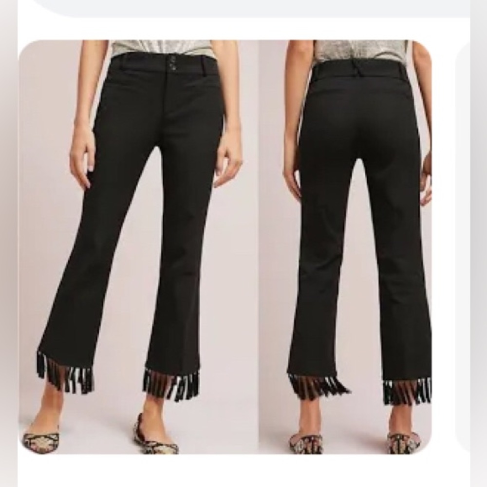 Black Crop Fringe Jeans